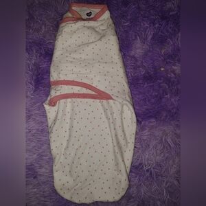 White and Pink Polka Dot Swaddle